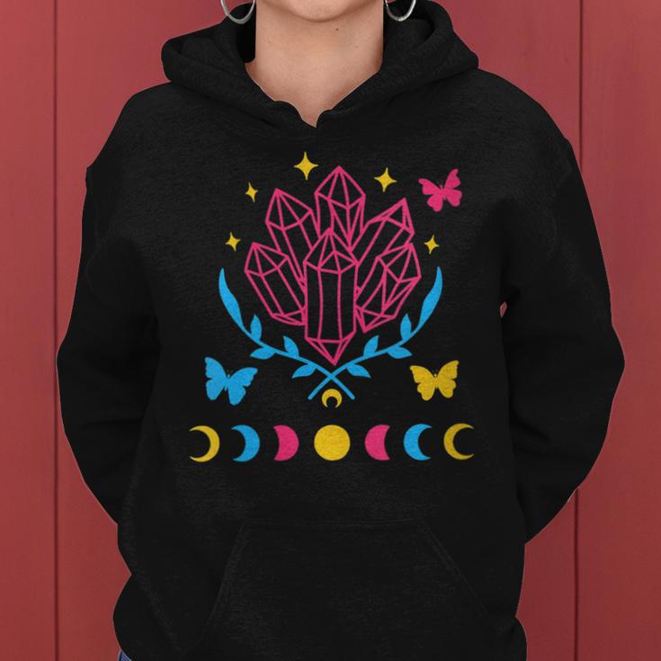 Pansexual Subtle Pan Pride Lgbtq Subtle Moon Phase Crystals Women Hoodie