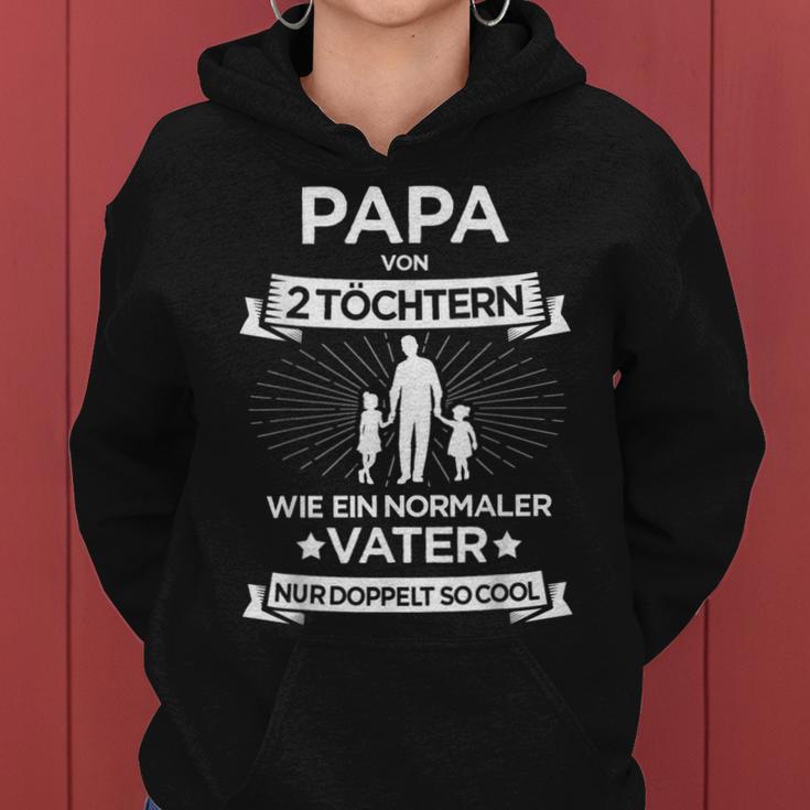 Papa Zwei Mädchen Für Zweifachenater 2 Töchteratertag Kapuzenpullover für Damen