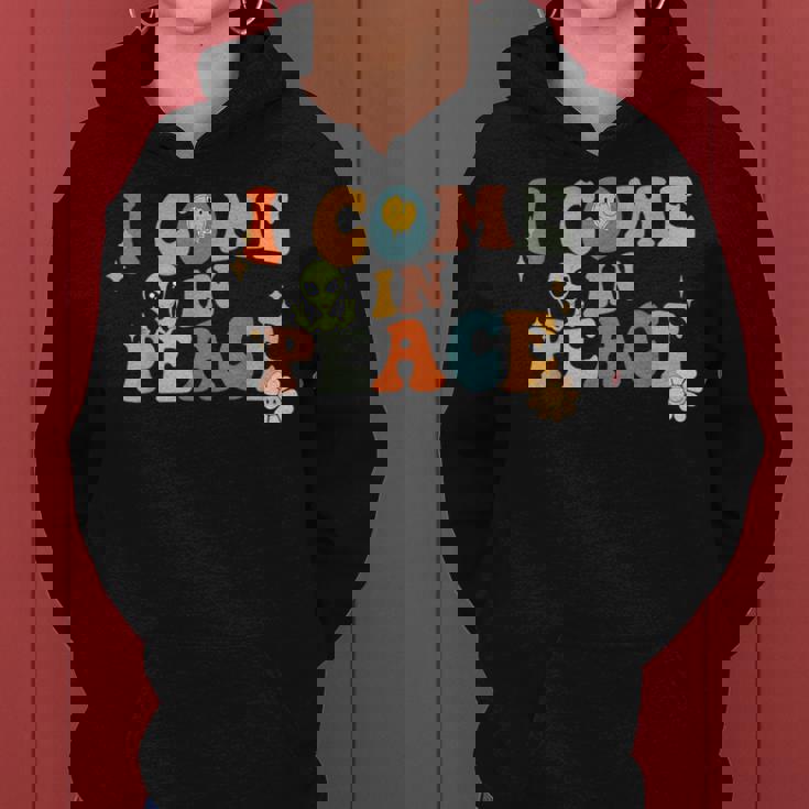 I Come In Peace Im Peace Groovy Matching Couples Women Hoodie