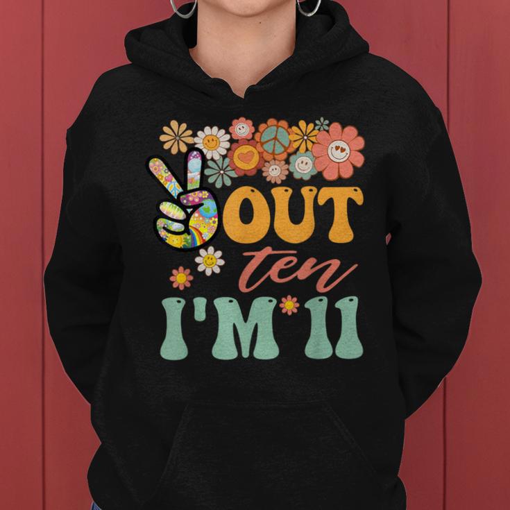 Peace Out Ten I'm 11 Groovy 11Th Happy Birthday Boy Girl Women Hoodie