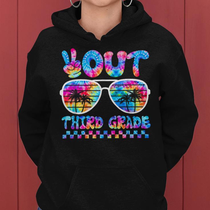 Peace Out Third Grade Last Day Of School Summer Tie Dye Women Hoodie