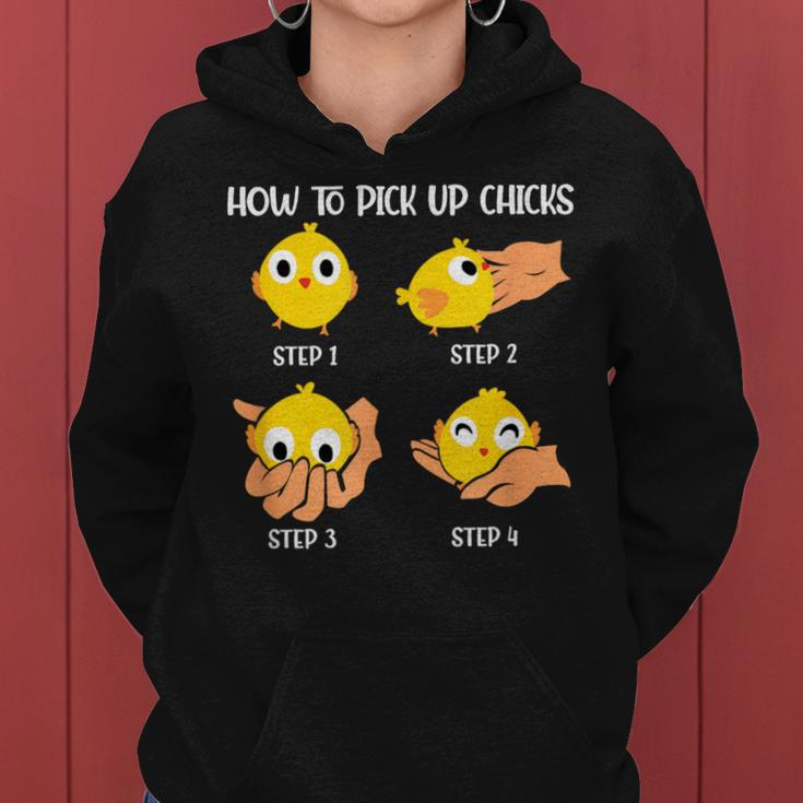 How To Pick Up Chicks Cheesy Pick-Up Lines Chicken Lover Women Hoodie