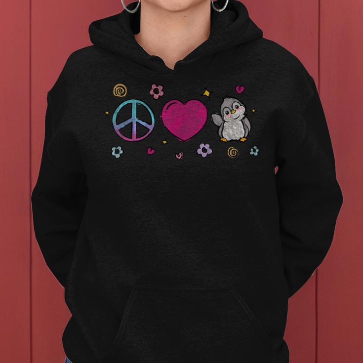 Pinguin Peace Love Hippie Bohoogelliebhaber Kapuzenpullover für Damen