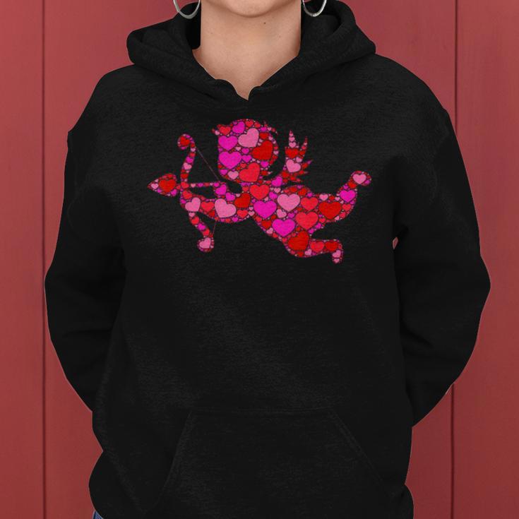 Pink Red Heart Valentines Day For Girls Cupid Women Hoodie