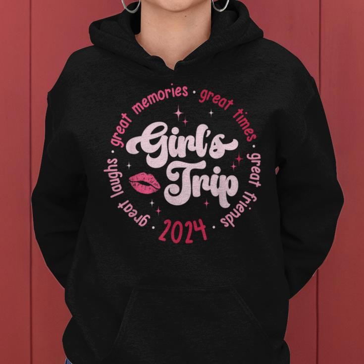 Pink Retro Girl's Trip Memories 2024 Besties Travel Together Women Hoodie