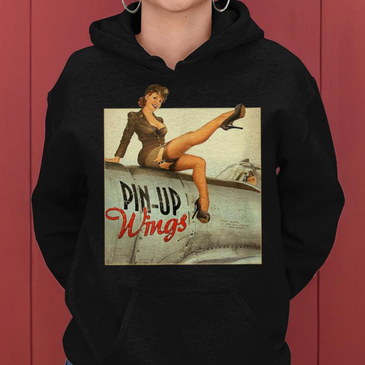 Pinup Girl Wings Vintage Poster Ww2 Women Hoodie