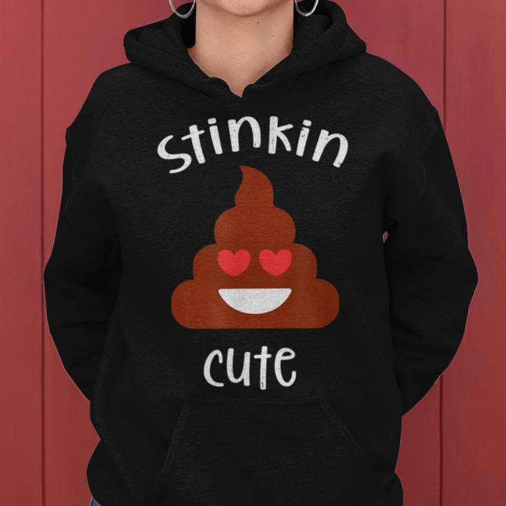 Poop Emoticon Stinkin Cute Valentine's Day Girls Vintage Women Hoodie