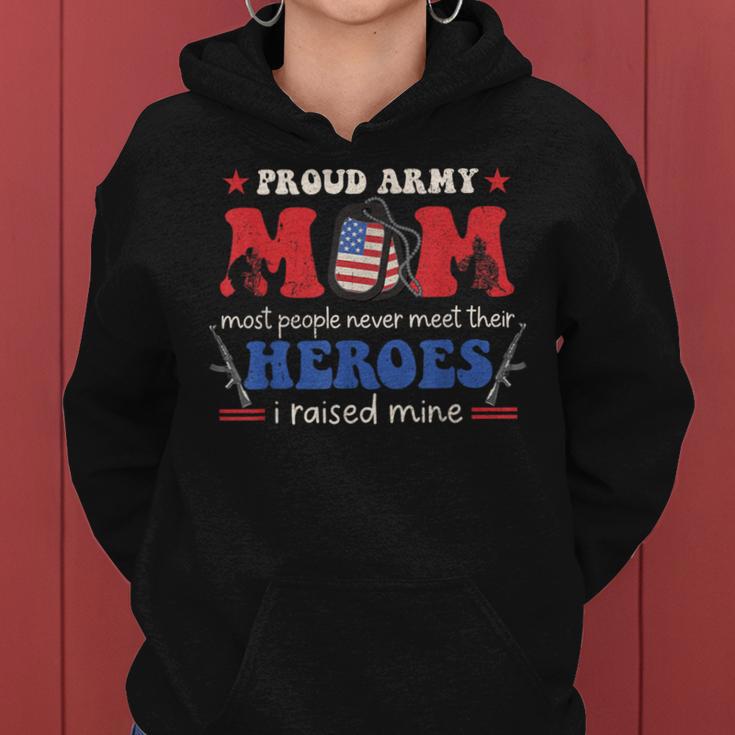 Proud Army Veteran Mom I Raised My Heroes Flag Retro Groovy Women Hoodie