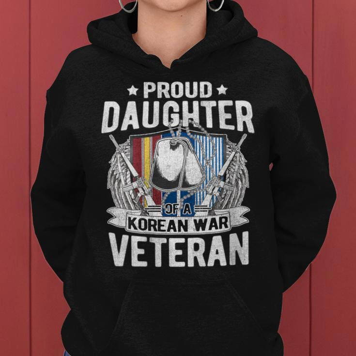 Proud Daughter Of Korean War Veteran Dog Tags Military Child Women Hoodie