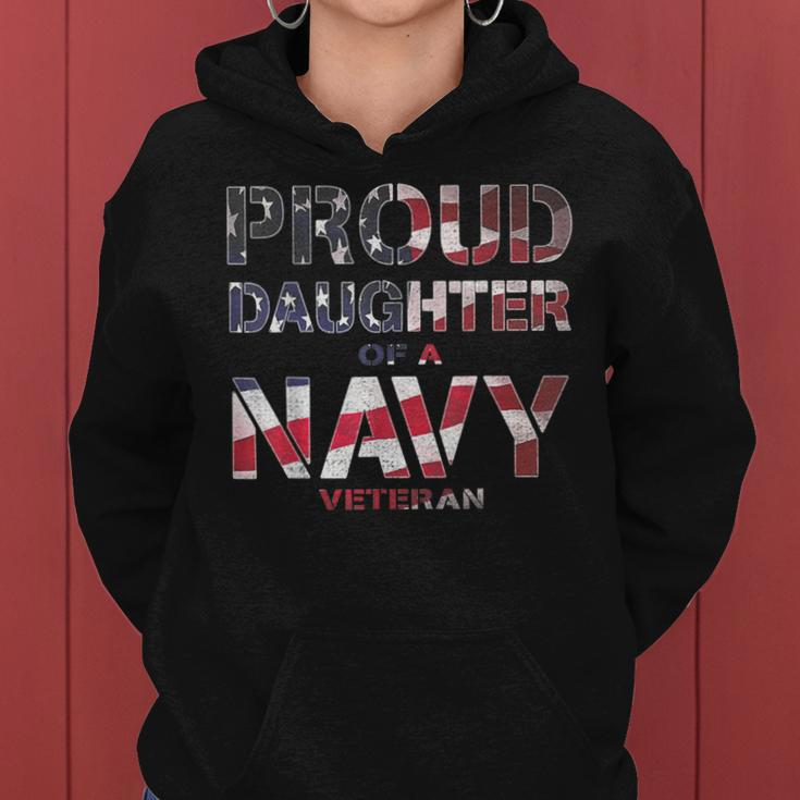 Proud Daughter Retired United States Veteran Navy Usa Flag Women Hoodie