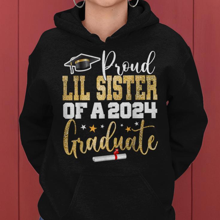 Proud Lil Sister Of A 2024 Graduate Class Senior Graduation Women Hoodie