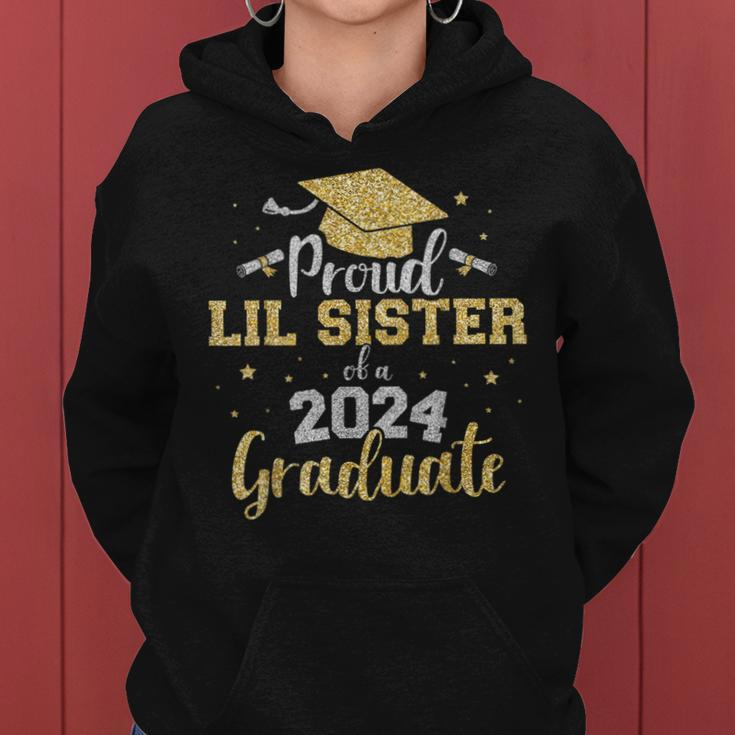 Proud Lil Sister Class Of 2024 Graduate Senior Graduation Women Hoodie