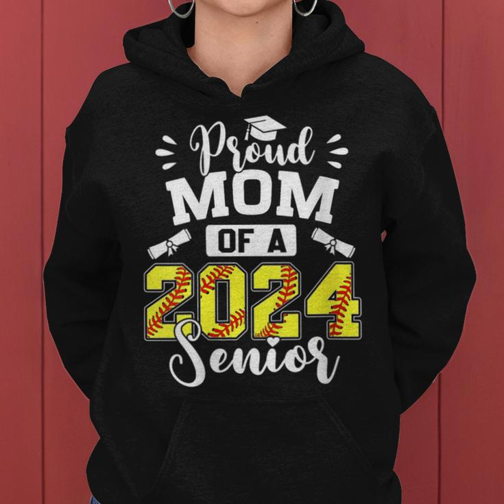Proud Mom Of A Softball Senior 2024 Graduate Women Hoodie