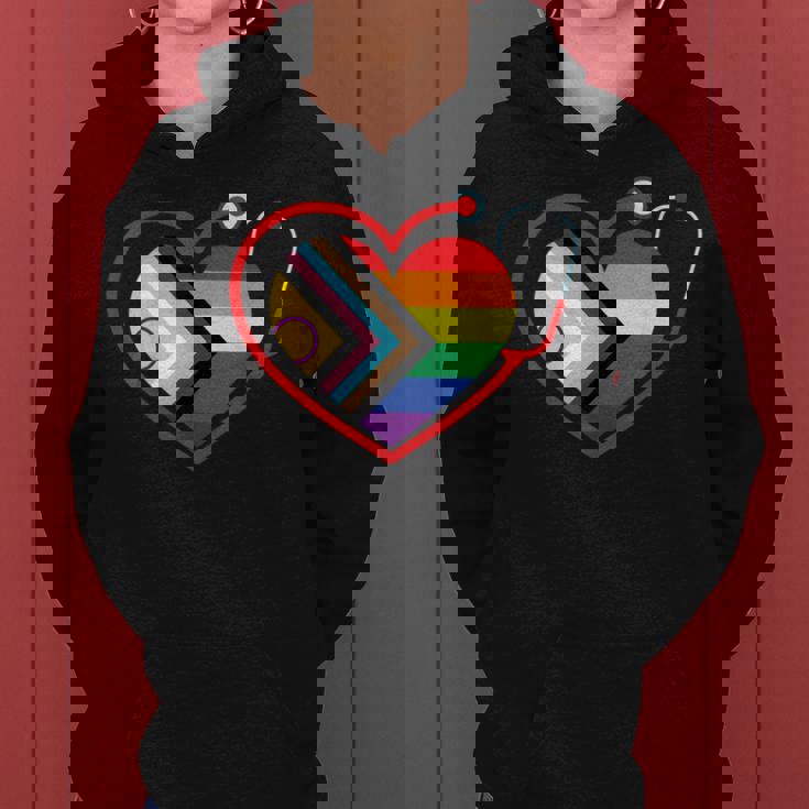 Rainbow Heart Lgbtq Doctor Nurse Medical Pride Month Squad Women Hoodie