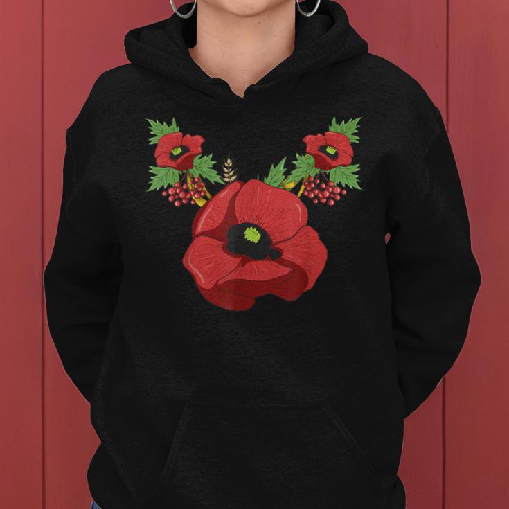 Red Poppies Floral Vintage Poppy Flowers Women Hoodie