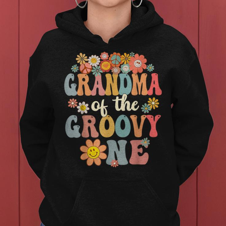 Retro Grandma Of Groovy One Matching Family 1St Birthday Women Hoodie