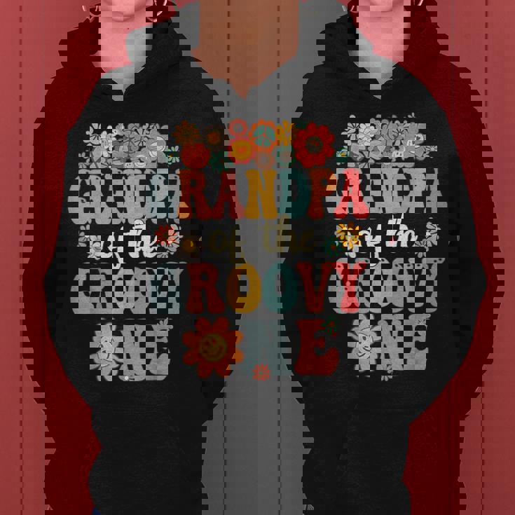Retro Grandpa Of Groovy One Matching Family 1St Birthday Women Hoodie