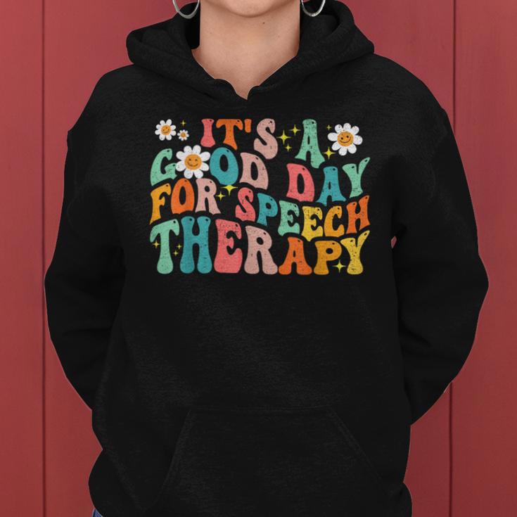 Retro Groovy It's A Good Day For Speech Therapy Smile Face Women Hoodie