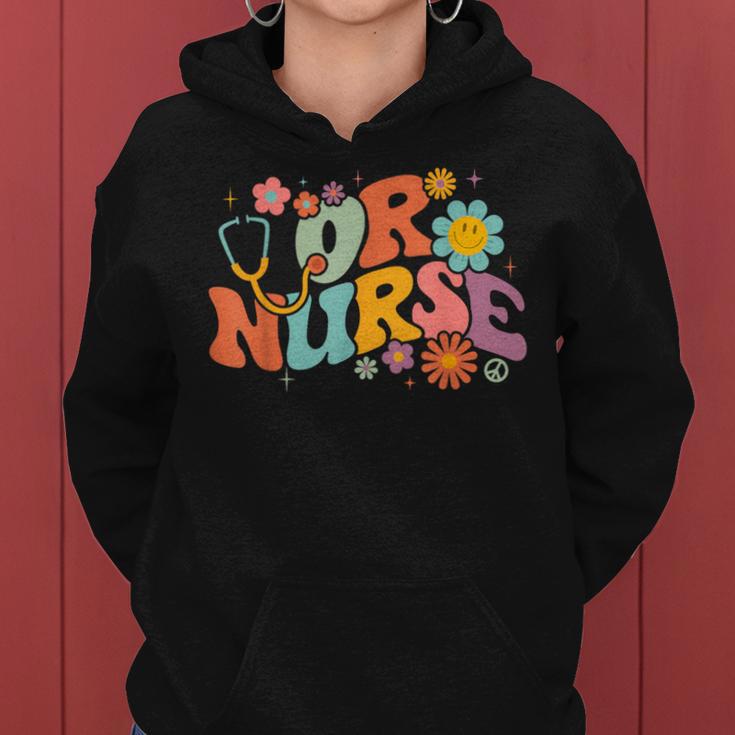 Retro Groovy Or Nursing School Medical Operating Room Nurse Women Hoodie