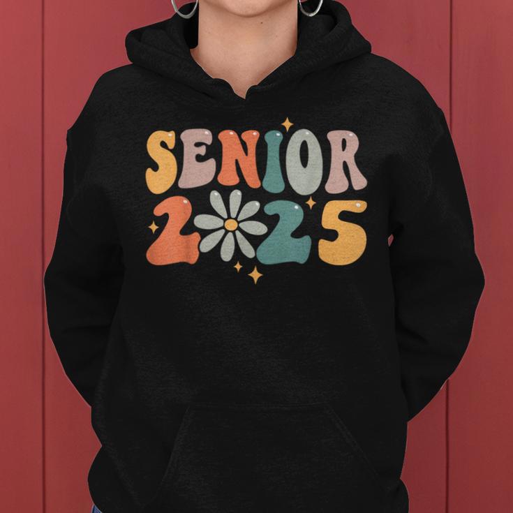 Retro Groovy Senior 25 Class Of 2025 Graduation Smile Grad Women Hoodie