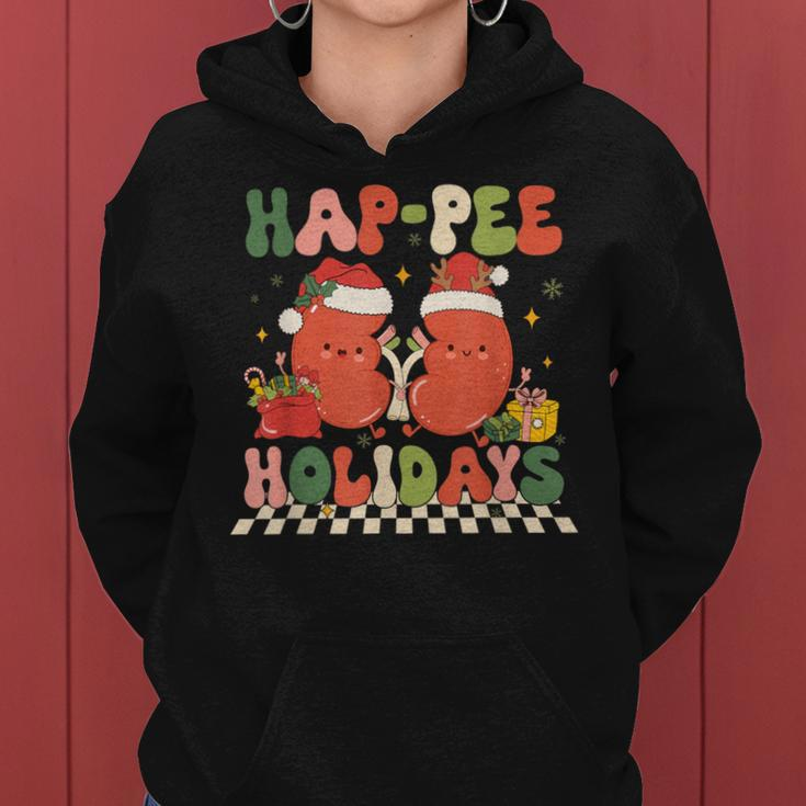 Retro Hap Pee Holidays Christmas Dialysis Nurse Kidney Nurse Women Hoodie