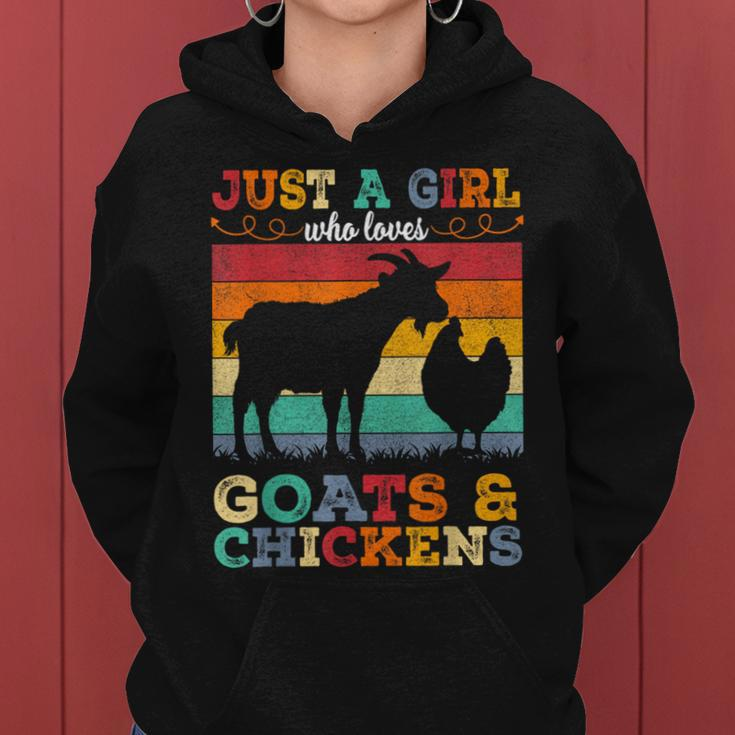 Retro Vintage Just A Girl Who Loves Chickens & Goats Farmer Women Hoodie