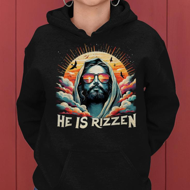 He Is Rizzen Christian Is Rizzen Retro Believe In Jesus Women Hoodie