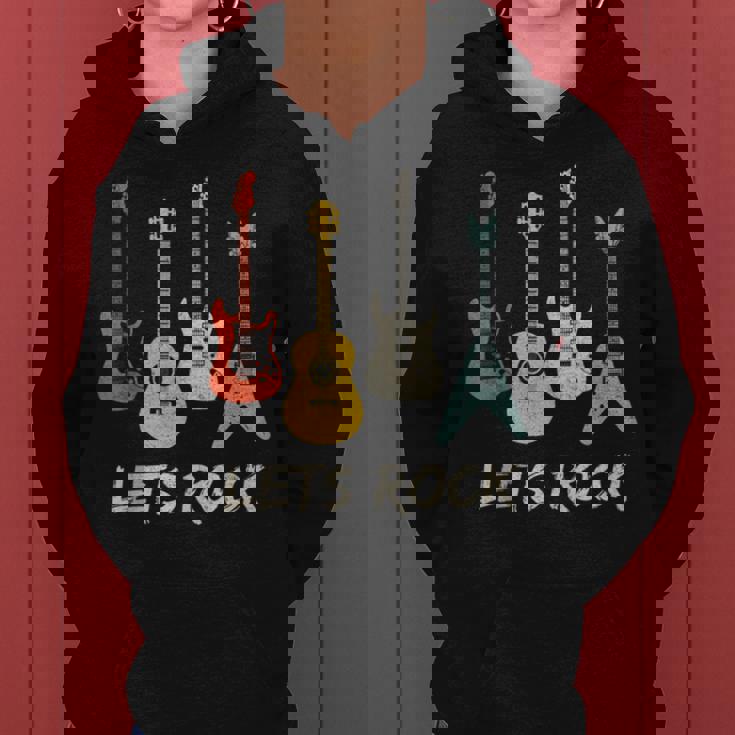 Lets Rock Rock N Roll Guitar Retro Sin Mangas Sudadera con capucha para mujer