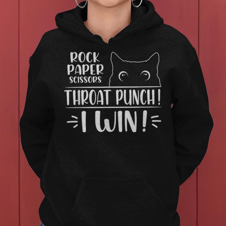 Rock Paper Scissors Throat Punch Cat Lover Cat Mom Cat Dad Women Hoodie