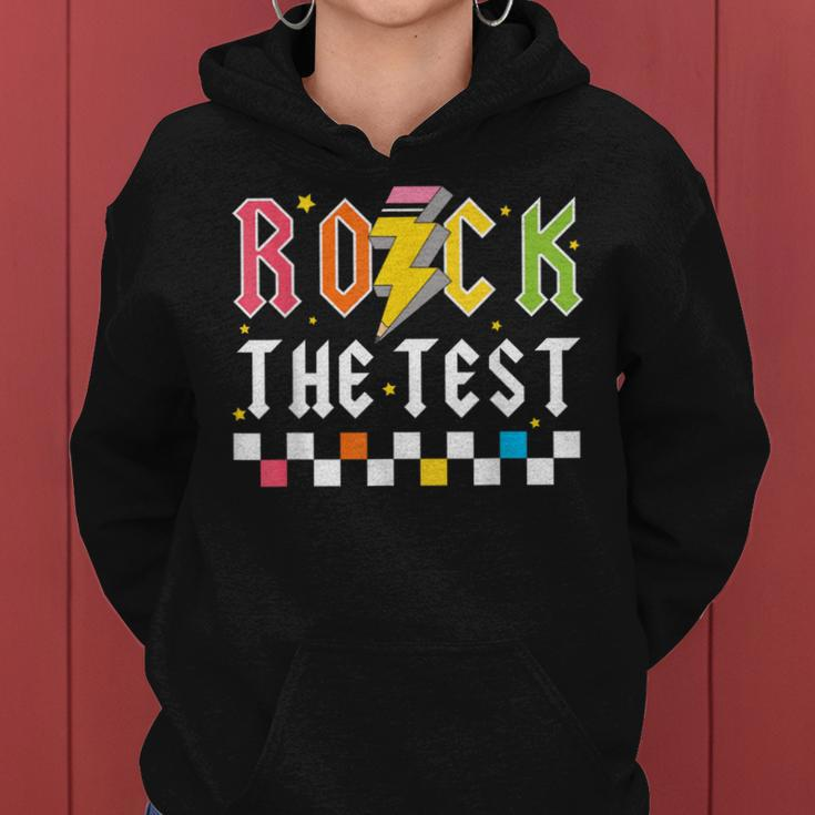 Rock The Test Testing Day Retro Teacher Student Women Hoodie