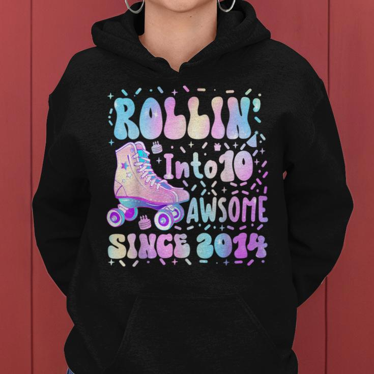 Roller Skate 10Th Birthday Rolling Into 10 Since 2014 Girls Women Hoodie