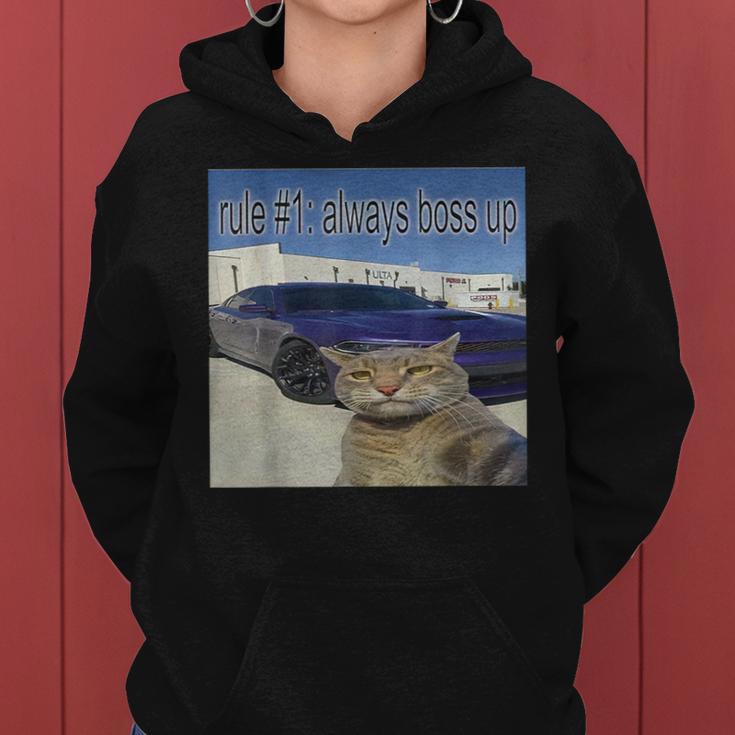 Rule 1 Always Boss Up Cat Meme For Women Women Hoodie