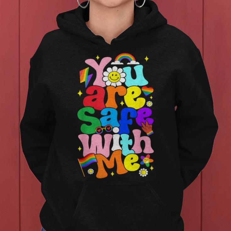 You Are Safe With Me Rainbow Pride Lgbtq Gay Transgender Women Hoodie