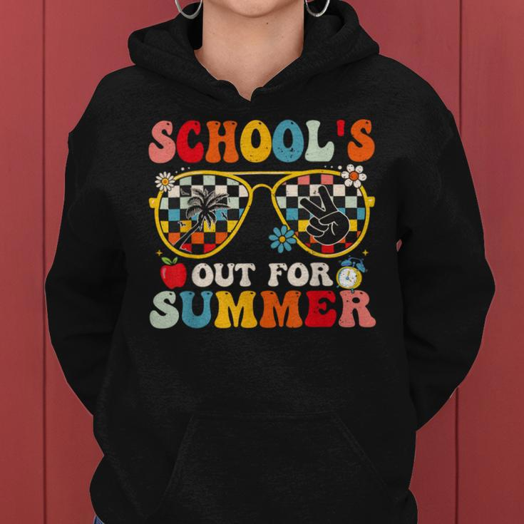 Schools Out For Summer Groovy Last Day Of School Teacher Women Hoodie