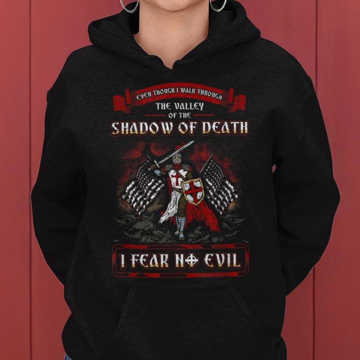 Shadow Of Death I Fear No Evil Christian Templar Knight Women Hoodie