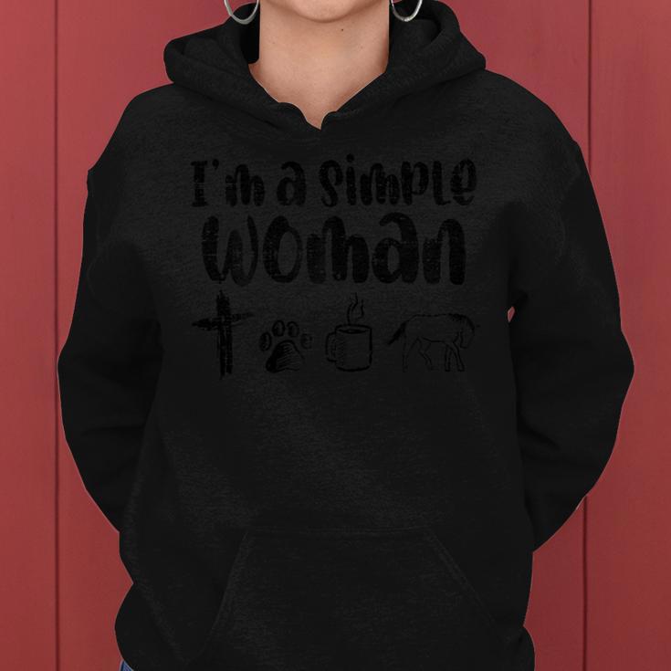 Im A Simple Woman Cross Dog Cat Coffee Horse Christian Women Women Hoodie