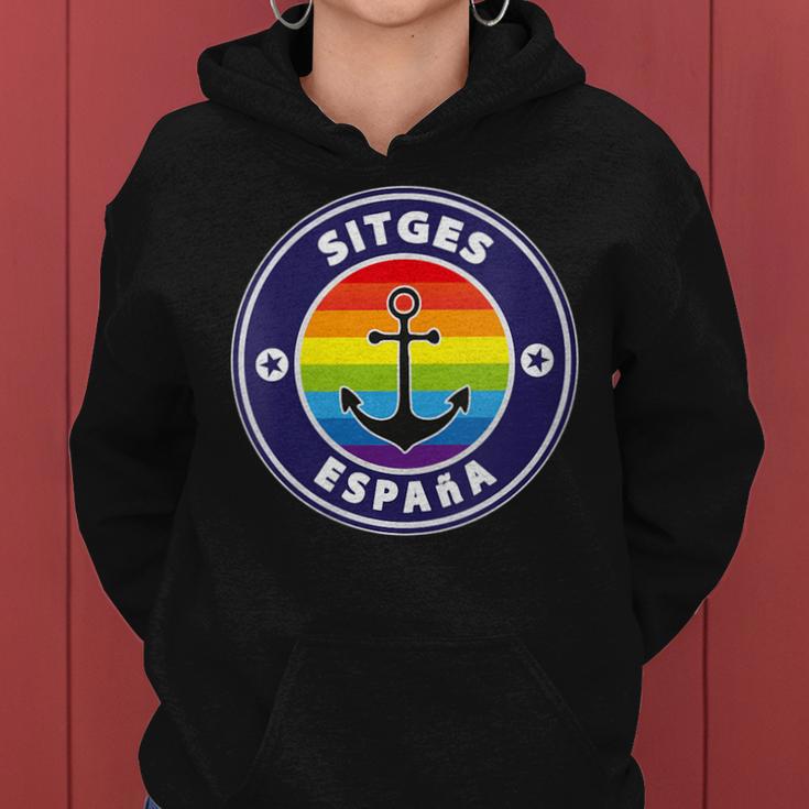 Sitges Spain Beach Retro Sailing Holiday Surfer Lgbt Souvenir Women Hoodie