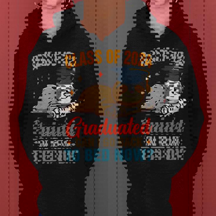 Sloth Graduation Class Of 2024 Graduated Can Go Back To Bed Women Hoodie