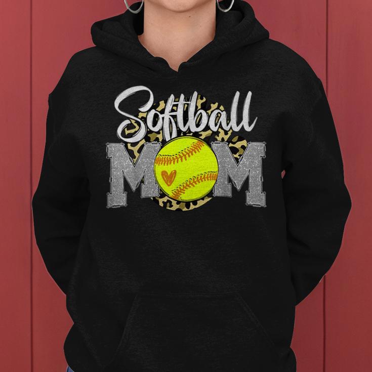 Softball Mom Leopard Softball Mom Mother's Day 2024 Women Hoodie