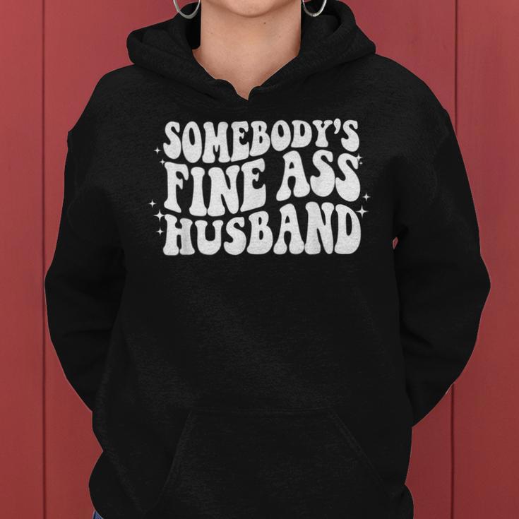 Somebody's Fine Ass Husband Groovy Trendy Dad Women Hoodie