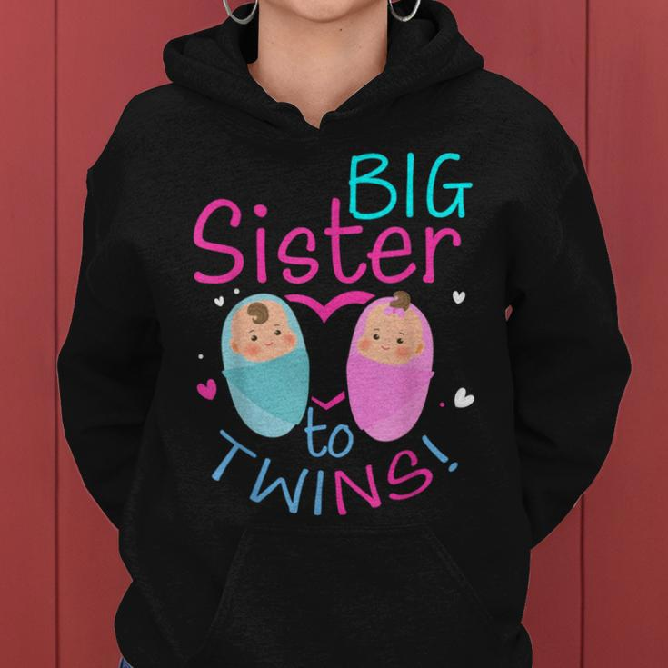 Soon To Be Big Sister To Twins Baby Boy Girl 2024 Reveal Women Hoodie