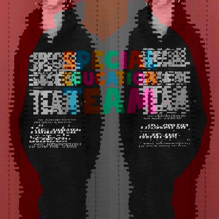 Special Education Team Definition Retro Ed Team Crew Teacher Women Hoodie