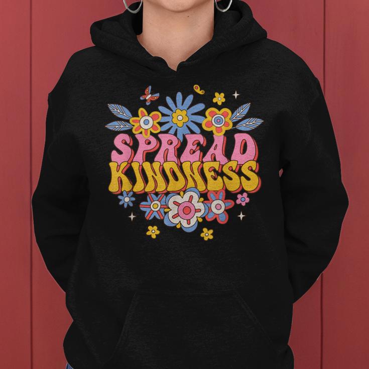 Spread Kindness Groovy Hippie Flowers Anti-Bullying Kind Women Hoodie