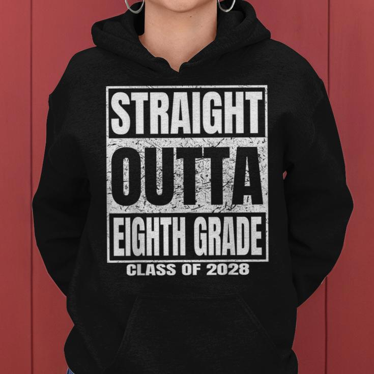 Straight Outta Eighth Grade Graduation Class 2028 8Th Grade Women Hoodie