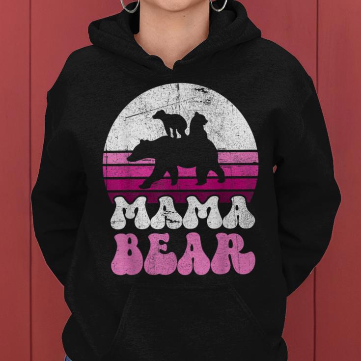 Süßer Mama Bär & Jungtiere Muttertag Rosaintage Retro Groovy Kapuzenpullover für Damen