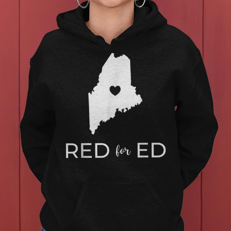 Teacher Red For Ed Maine Public Education Women Hoodie