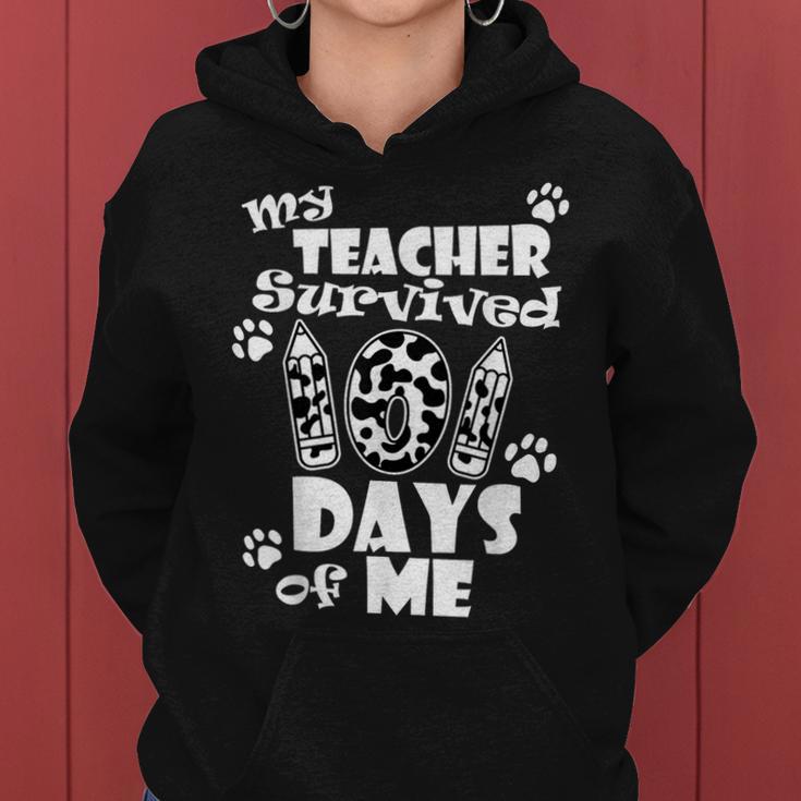 My Teacher Survived 101 Days Of Me School Dalmatian Dog Women Hoodie