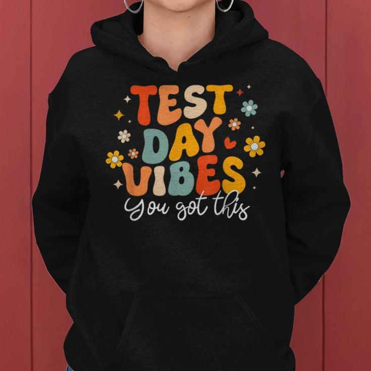 Test Day Vibes Groovy Testing Day Teacher Student Exam Women Hoodie