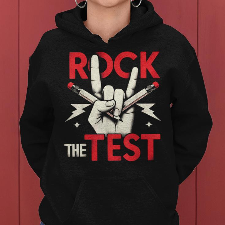 Testing Day Rock The Test Rock Music Teacher Student Women Hoodie