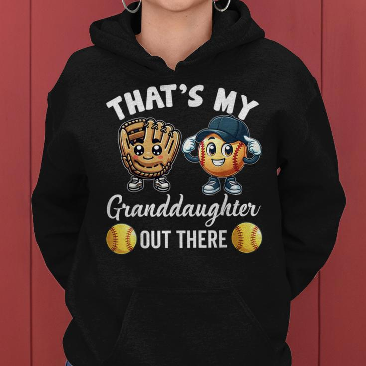 That's My Granddaughter Out There Softball Grandpa Grandma Women Hoodie